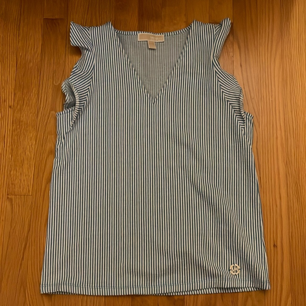Blue and White Striped Michael Kors Top